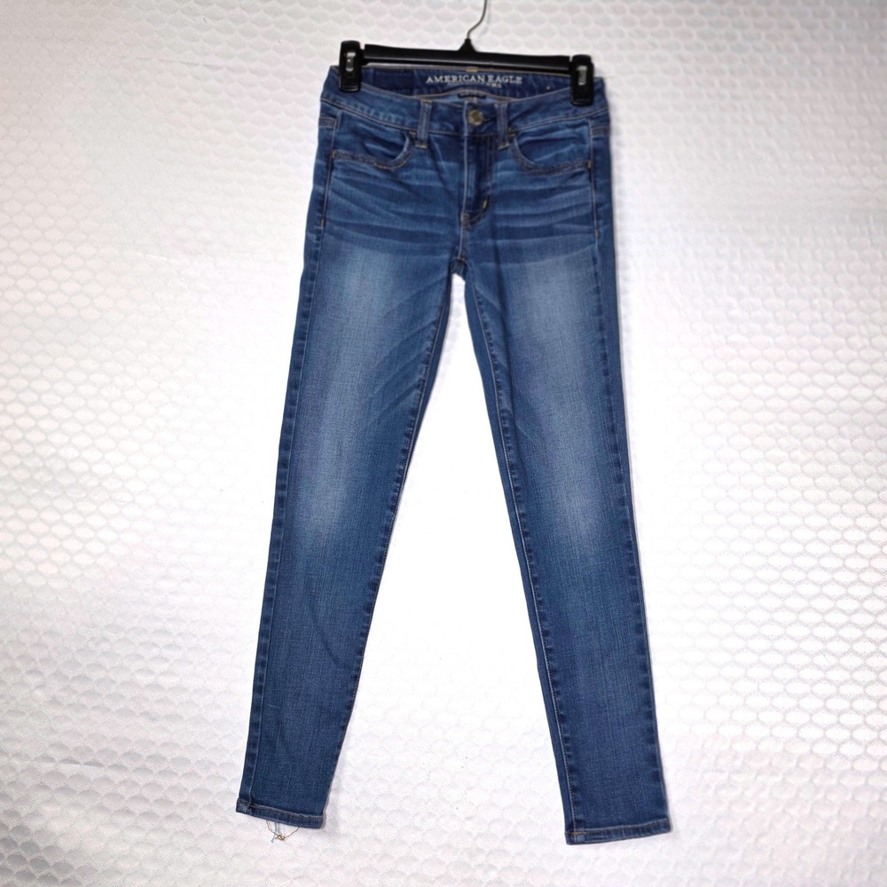 American Eagle Super Stretch Jegging Medium Wash Blue Skinny Jeans Size 00 Short